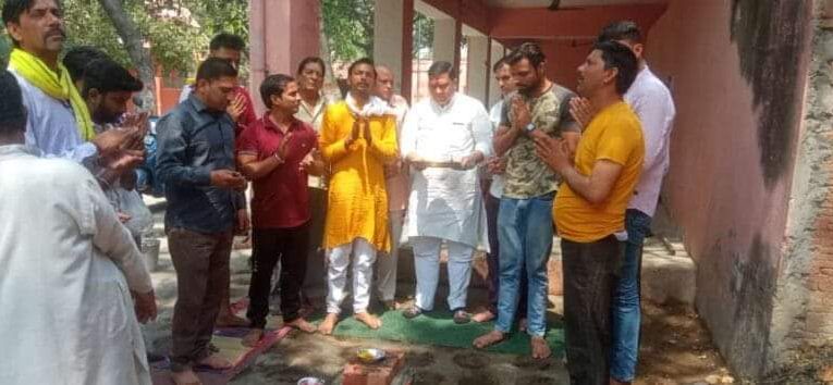 नंदावाला मंदिर में भगवान परशुराम की मूर्ति स्थापना के लिए भूमि पूजन किया गया