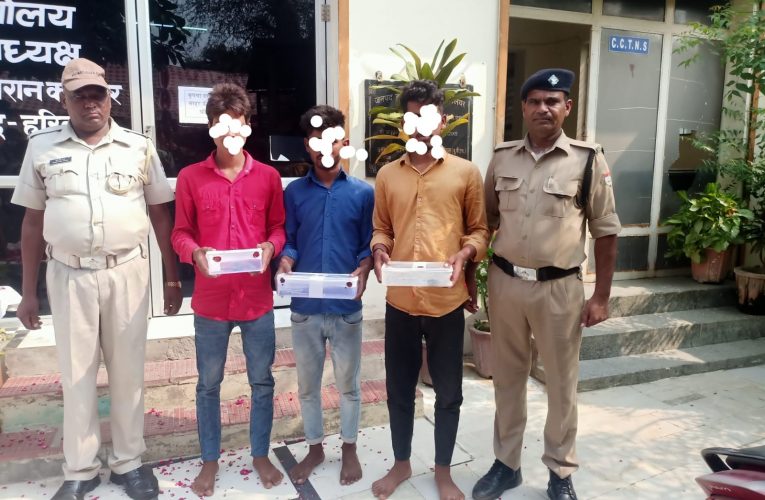 तंमचे लहराने के आरोप में तीन युवक गिरफ्तार, सोशल मीडिया पर हथियारों को लहराने का वीडियो हुआ था वायरल