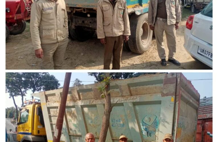 भगवानपुर पुलिस ने खनन से भरे ओवरलोडेड वाहनों को किया सीज