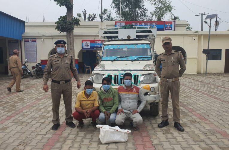 भगवानपुर पुलिस ने पशु क्रूरता के आरोप में तीन लोगों को किया गिरफ्तार, गोकशी उपकरण भी मिले