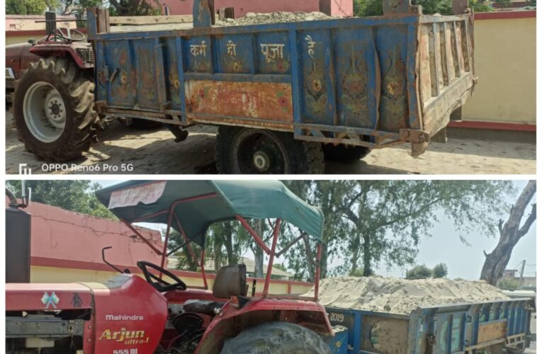 अवैध खनन में दो ट्रैक्टर, ट्राली सीज की, पुलिस को बाणगंगा और सोलानी नदी में अवैध खनन की मिली थी जानकारी