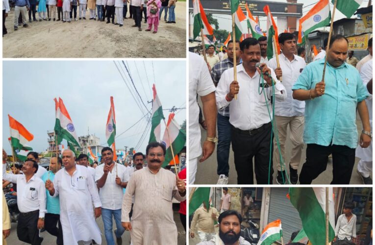 भगवानपुर में भाजपा कार्यकर्ताओं ने निकाली तिरंगा यात्रा, प्रधानमंत्री नरेंद्र मोदी की प्रेरणा से प्रारंभ हुआ घर-घर तिरंगा नारा तीन वर्षों में राष्ट्रभक्ति का महाअभियान बन चुका