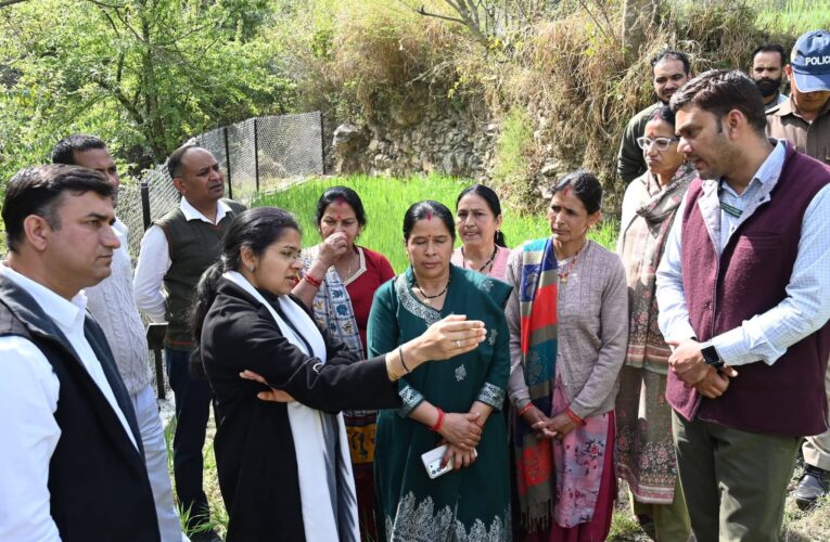 जिलाधिकारी टिहरी गढ़वाल नितिका खण्डेलवाल ने कृषि विभाग द्वारा  चेन लिंक फेन्सिंग (घेरबाड) कार्यो  का किया निरीक्षण