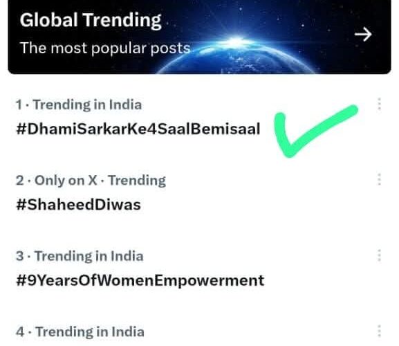 सोशल मीडिया प्लेटफॉर्म X पर #DhamiSarkarKe4SaalBemisaal ट्रेंड करता रहा
